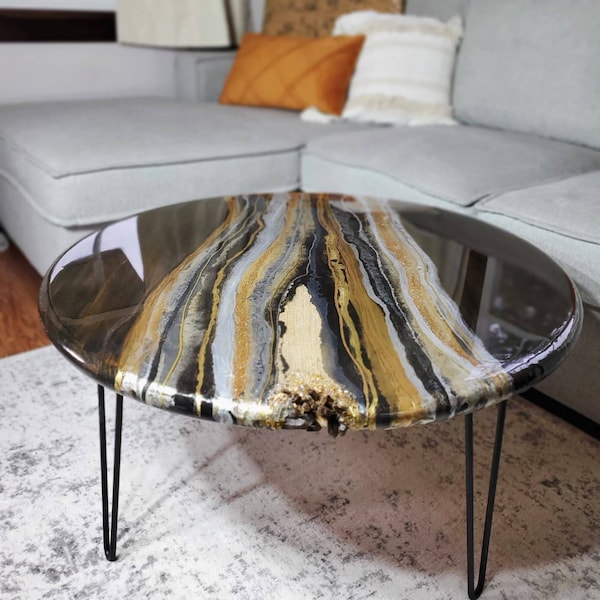 Wood Round Resin Epoxy Coffee Table Decor river Large glass crystal live edge quarts accent end gift gold silver unique side end large