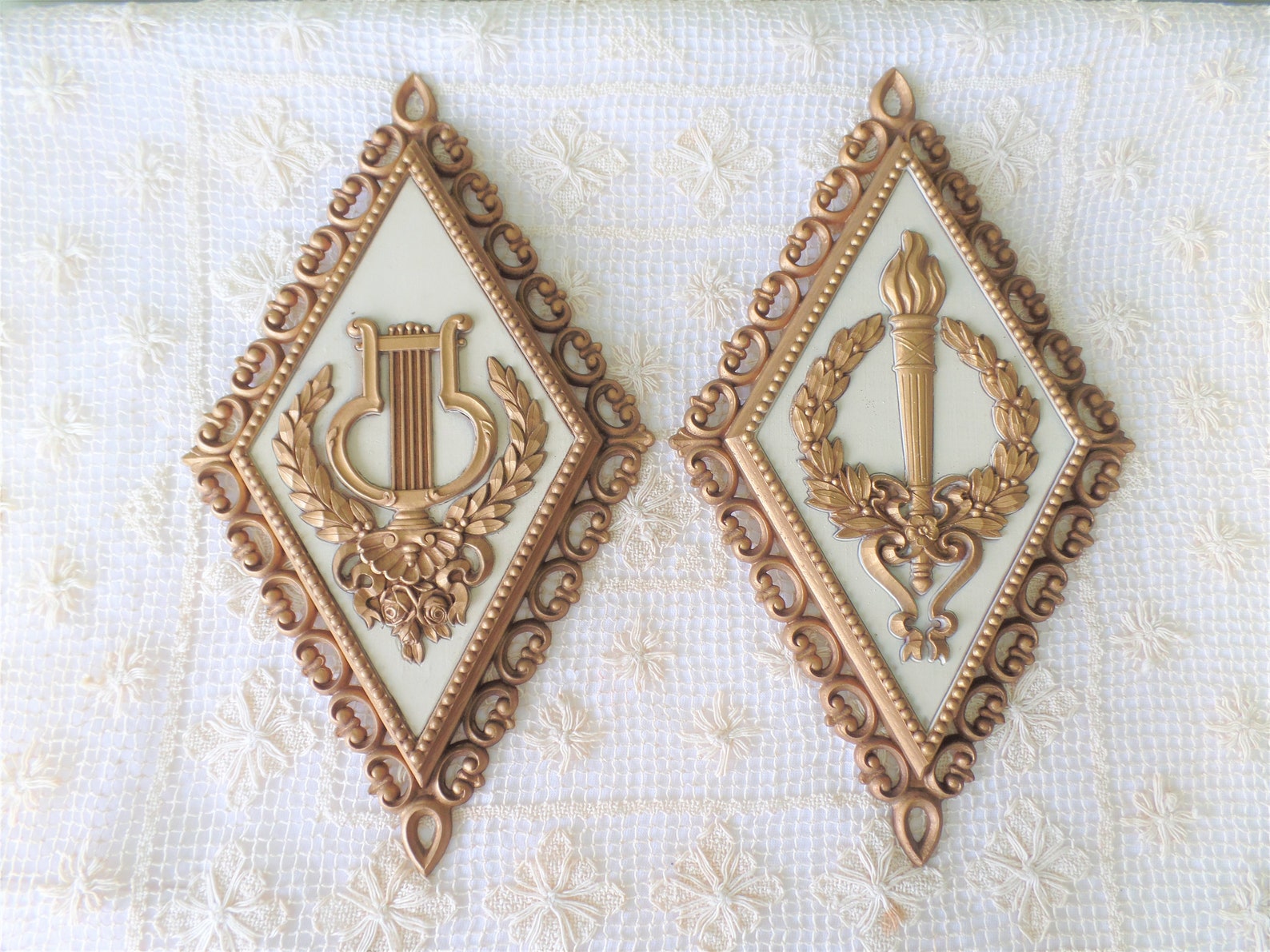 Vintage Large Syroco Wall Hanging Plaques Made in USA Etsy