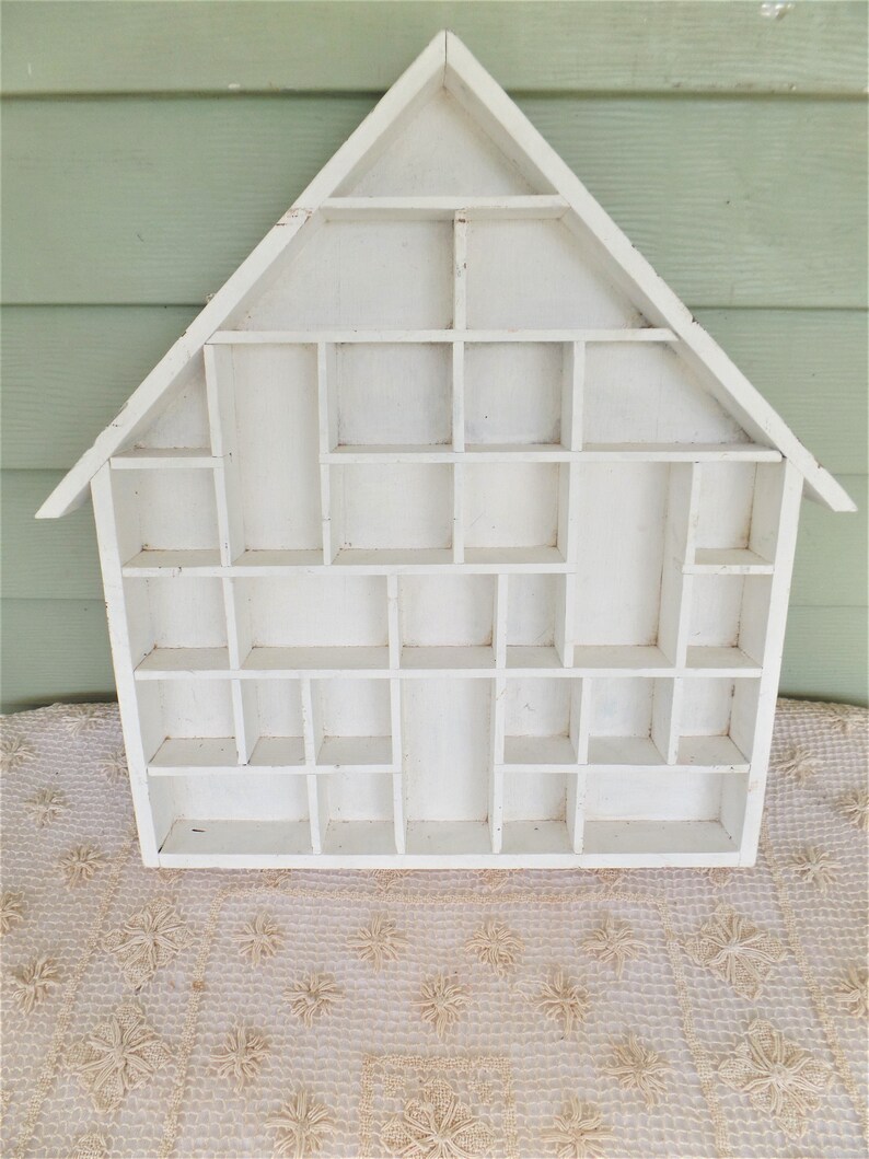 Vintage Large Wooden House Nik Nak Wall Hanging Shelf Painted Etsy