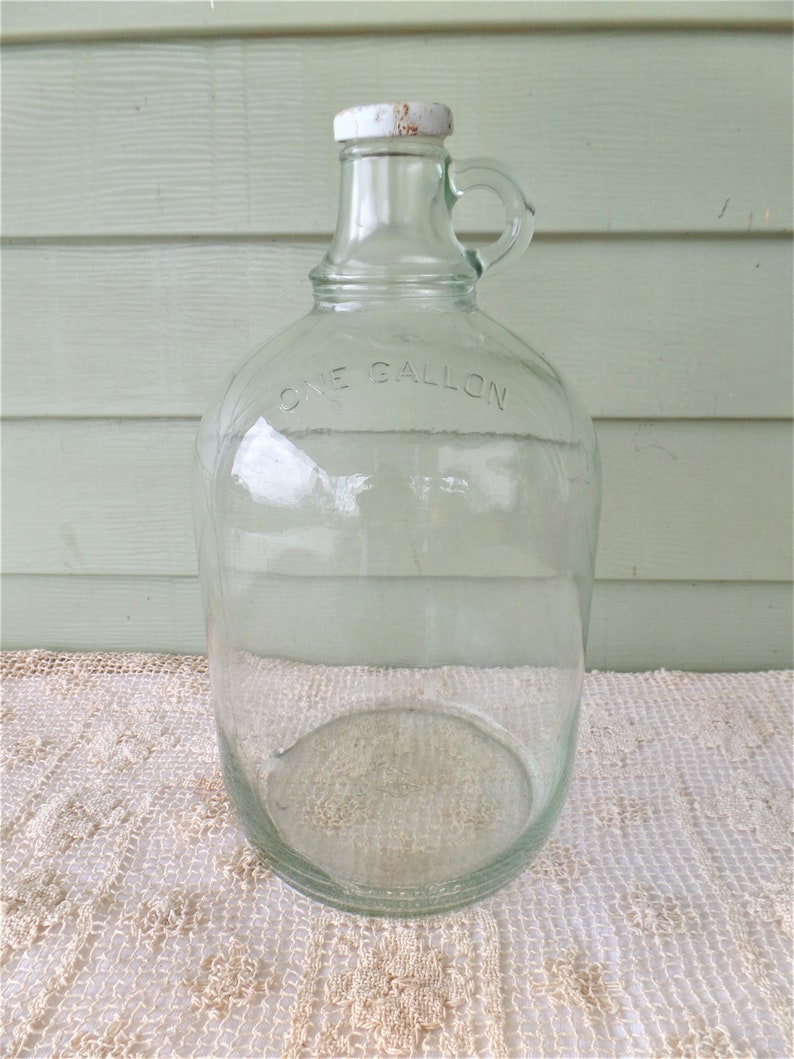 Vintage Large Glass One Gallon Duraglas Jug With Finger Etsy