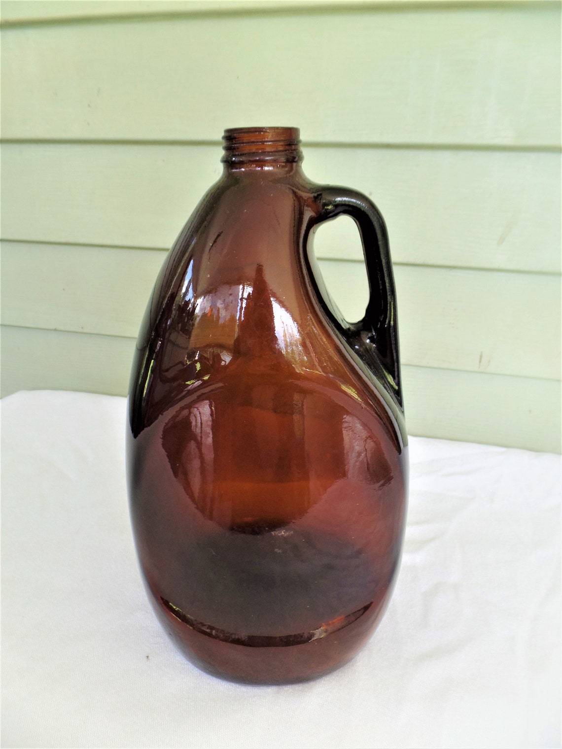 Vintage Brown Glass Jug With Marked Bottom Vintage Glass Etsy