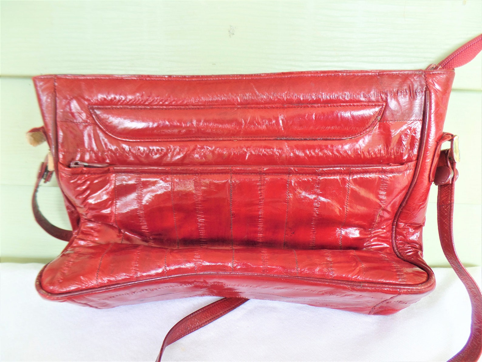 Vintage Red Eel Skin Handbag Bold Red Handbag Authentic Eel Etsy