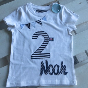 Jungen Geburtstagsshirt weiss kurzer mit Zahl und ggf. Namen image 2