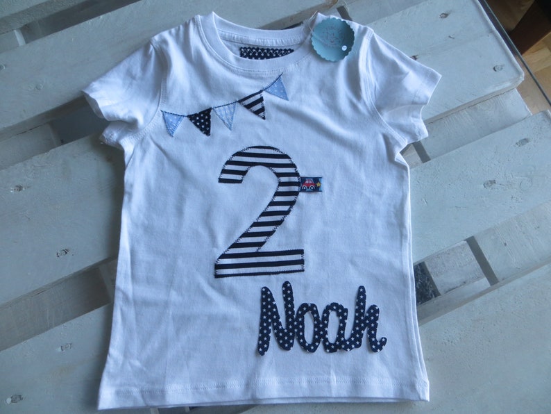 Jungen Geburtstagsshirt weiss kurzer mit Zahl und ggf. Namen Bild 2