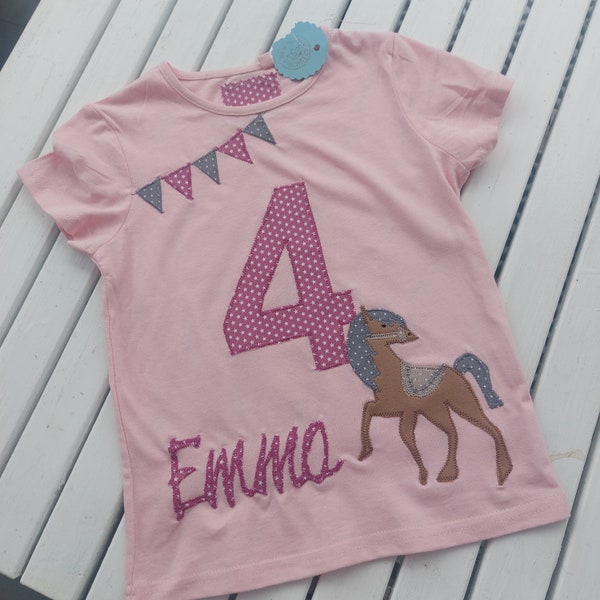 Geburtstagsshirt Pferd, Shirt, Geburtstagsshirt rosa, kurzer Arm, Geburtstag 1, 2, 3, 4, 5, 6, 7,8 9, 10