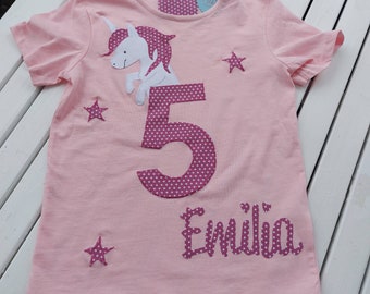 Geburtstagsshirt Einhorn, Pferd, Shirt Einhorn, Geburtstagsshirt rosa, kurzer Arm, Geburtstag 1, 2, 3, 4,5 6, 7,8 9, 10