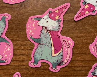 Possum Sticker, Wizard Possum Sticker, Opossum Sticker, Wizard Animal, Cute Critters, DnD Animals, TTRPG Gifts, Silly Animal Sticker