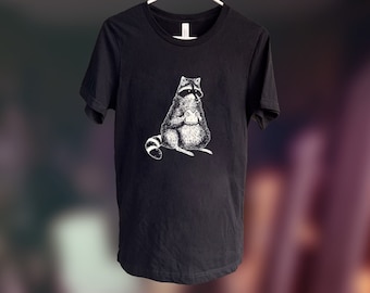 Raccoon T-Shirt, Trash Panda, Raccoon Gifts, Hand Printed Shirt, Raccoon Tshirt, Screen Printed Tee, Funny Animal Gifts, Funny Raccoon