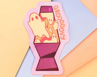 Groovy Ghost, Spooky Cute Stickers, Ghost Lava Lamp, Lava Lamp Sticker, Cute Halloween Stickers, Groovy Halloween, Pastel Halloween Stickers
