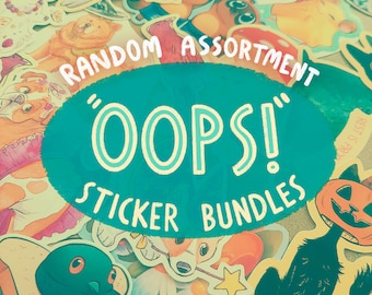 B Grade Stickers,  Oops Stickers, Surprise Sticker Pack, Mystery Sticker Bundle, Random Sticker Grab Bag, Discounted Stickers, Mystery Print