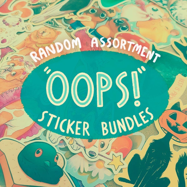 B Grade Stickers,  Oops Stickers, Surprise Sticker Pack, Mystery Sticker Bundle, Random Sticker Grab Bag, Discounted Stickers, Mystery Print