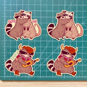 Zodiac Stickers, Zodiac Sign Gifts, Zodiac Animals, Astrology Gifts, Raccoon Stickers, Trash Panda Sticker, Zodiac Set, Star Sign, Racoon image 4