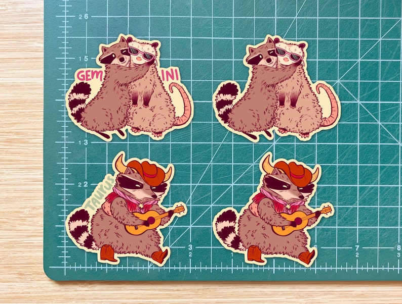 Zodiac Stickers, Zodiac Sign Gifts, Zodiac Animals, Astrology Gifts, Raccoon Stickers, Trash Panda Sticker, Zodiac Set, Star Sign, Racoon image 4