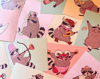 Zodiac Art Print, Zodiac Sign Gifts, Zodiac Animals, Astrology Gifts, Astrology Decor, Raccoon Artwork, Funny Raccoon Print, Astrological