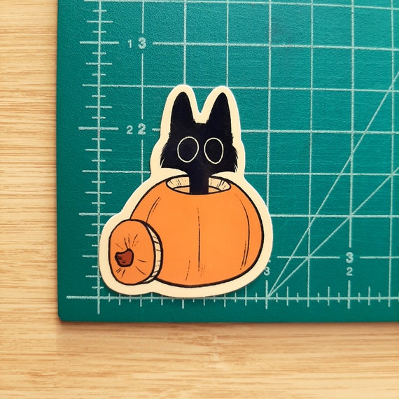 Pumpkin Cat Sticker Scaredy Cat Sticker Halloween Cat 