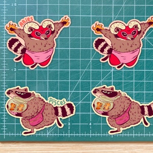 Zodiac Stickers, Zodiac Sign Gifts, Zodiac Animals, Astrology Gifts, Raccoon Stickers, Trash Panda Sticker, Zodiac Set, Star Sign, Racoon image 3