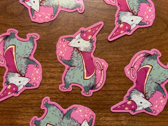 Possum Sticker, Wizard Possum Sticker, Opossum Sticker, Wizard Animal, Cute Critters, DnD Animals, TTRPG Gifts, Silly Animal Sticker