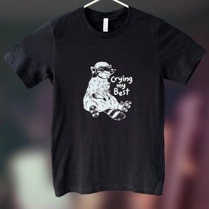 Raccoon Tee, Trash Panda Shirt, Trying My Best Shirt, Roller Skater Shirt, Screen Printed T-Shirt, Roller Derby Shirt, Crybaby Tee, Racoon