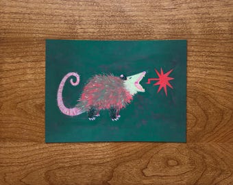 Opossum Wanddekor, schreiendes Opossum, Illustration, lustiger Druck, lustige Geschenke, laute Geräusche