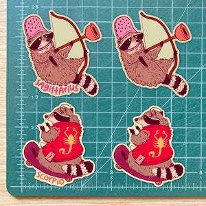 Zodiac Stickers, Zodiac Sign Gifts, Zodiac Animals, Astrology Gifts, Raccoon Stickers, Trash Panda Sticker, Zodiac Set, Star Sign, Racoon image 7