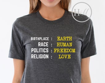 Los derechos humanos no son negociables - Camisa humana de raza - Una raza humana - Libertad política Religión Amor Lugar de nacimiento Tierra - Camisetas gráficas para mujeres