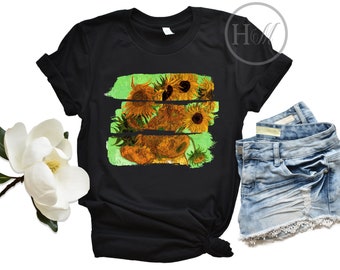 Van Gogh Yellow Sunflowers Art Print TShirt, Vincent Van Gogh Art, Gift For An Artist, Sunflower Painting, Van Gogh Tee, Van Gogh Flower Art