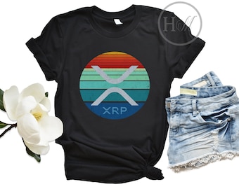 Xrp Retro Rainbow Sunset Shirt - Xrp Cryptocurrency Unisex Tee - Defi Shirt - Xrp Ripple - Xrp To The Moon - Xrp Tee - Crypto Shirt
