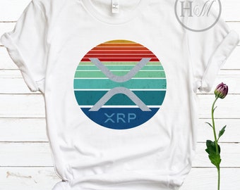 XRP Crypto Shirt - Retro Sunset XRP TShirt - Defi Shirt - Crytocurrency Gifts - Crypto Currency Shirt - Ripple XRP - Naar de maan
