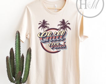 Camiseta Chill Vibes Only, Irradia buenas vibras, Camisetas Cool Vibes, Camiseta Chill, Camiseta Relax, Vibraciones de fin de semana, Camiseta Vintage