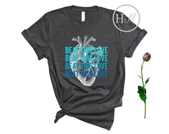 Camisa anatômica do coração - Camiseta vintage de anatomia do coração - Bata este amor Camisa de enfermeira cardíaca - Idéias de presente de enfermeira - Presente para cardiologista