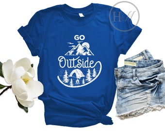 Camiseta "Happy Camper Camp Life" - "Sal a la naturaleza y disfruta de la libertad" - Regalos para amantes de la naturaleza - Camiseta "Tiendas, montañas y árboles" - "Happy Camping"