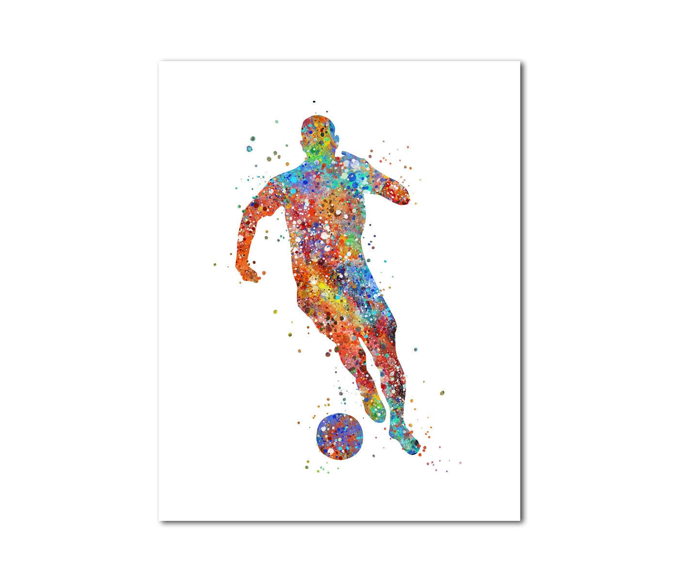 Soccer Player Wall Art Poster Watercolour Football Art Etsy
