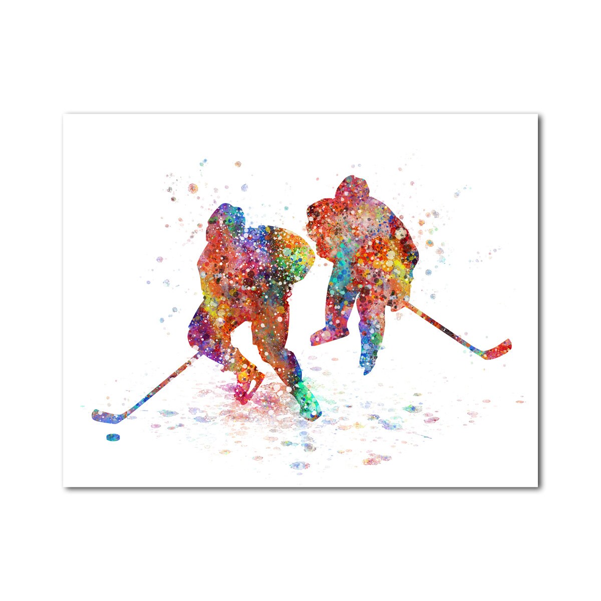 Ice Hockey Players Colorful Illustration Hockey Art Poster Etsy