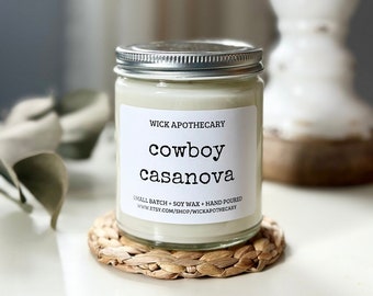 Cowboy candle, man candle, masculine candle, soy candle