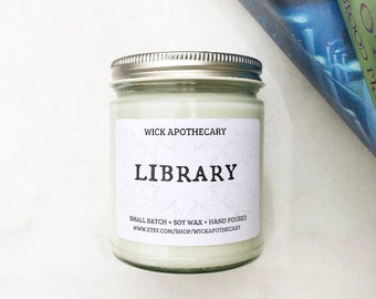 Library candle, old books, bookish candles, book lover candle