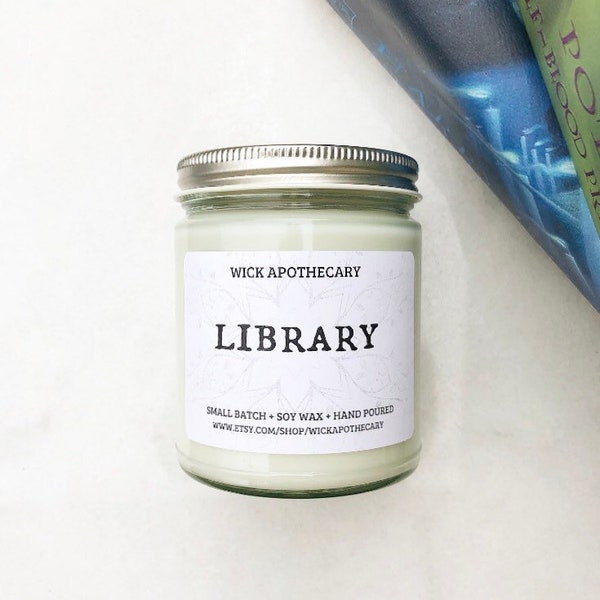 Library candle, old books, bookish candles, book lover candle