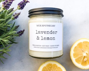 Lavender Lemon Candle | Handmade Soy Wax, Citrus Scent