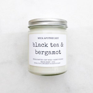 Black Tea & Bergamot Soy Candle | Hand Poured