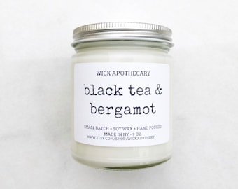 black tea & bergamot candle | soy candle | tea candle | gifts for her | bergamot candle | black tea