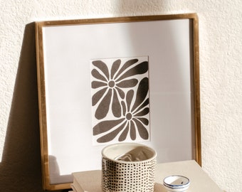 Dancing Daisies / Daisy Art Print / Black and White Floral Illustration / Wall Art / 5x7