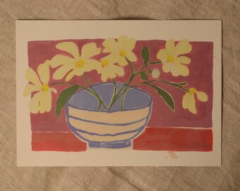 Wild Stems / Floral Gouache Art / Art Print / 5x7 / Wall Art