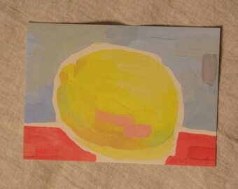 Sour Lemon / Fruit Gouache Art / Art Print / 5x7 / Wall Art
