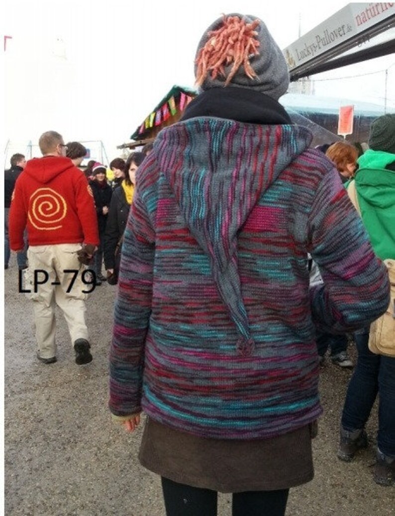 Regenbogenjacke mit abnehmbarer langen Kapuze Bild 3