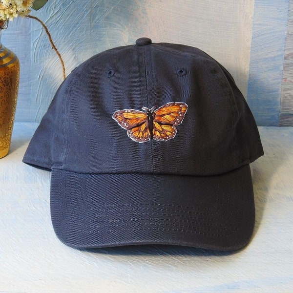 Monarch Butterfly Hat, Hand Embroidered Hat, Butterfly Hat, Handmade Hat, Nature Inspired Hat