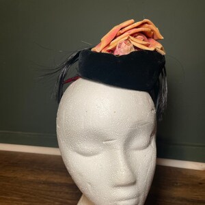 Vintage Oleg Cassini velvet rose fascinator hat