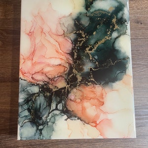 original one of a kind- 11x14 abstract resin & alcohol ink painting