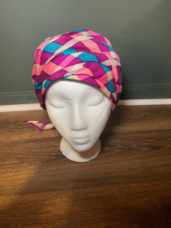 1960's Rare Vintage YSL pink silk scarf turban hat