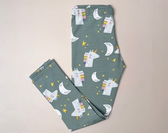 Leggings unicorn old green rainbow