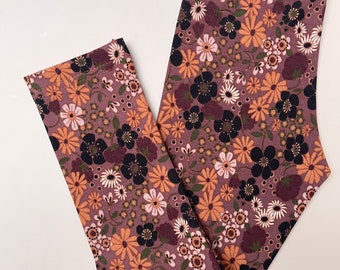 Leggings retro Blumen lila