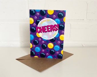 Cheers - A6 Greetings Card - Multi Purpose Card - Happy Birthday - Good Luck - Thank You - Well Done - Congratulations